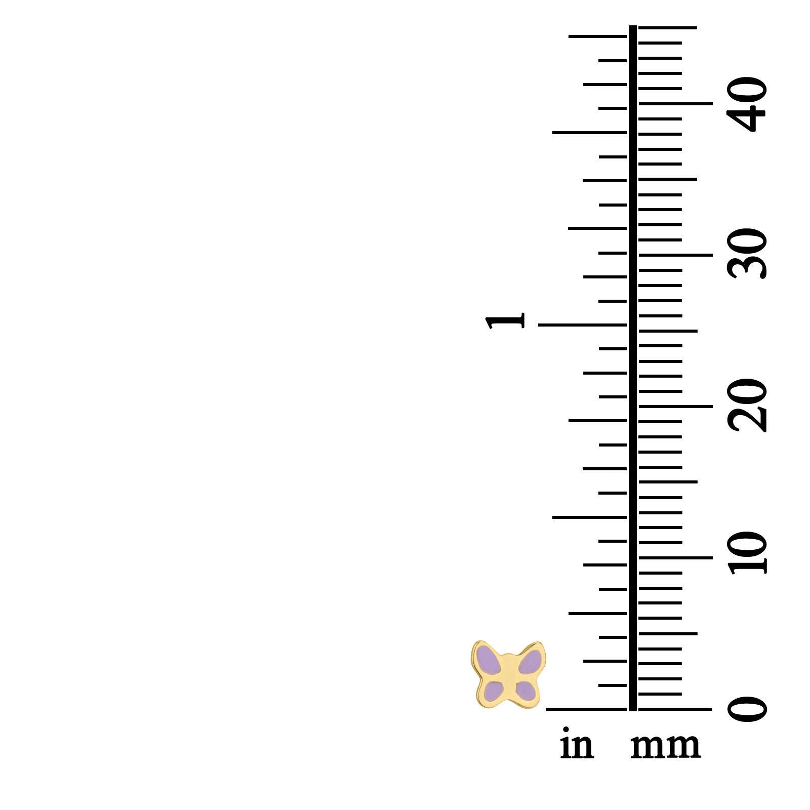 עגילים צמודים מזהב צהוב 14 קראט - פרפר עם אופי