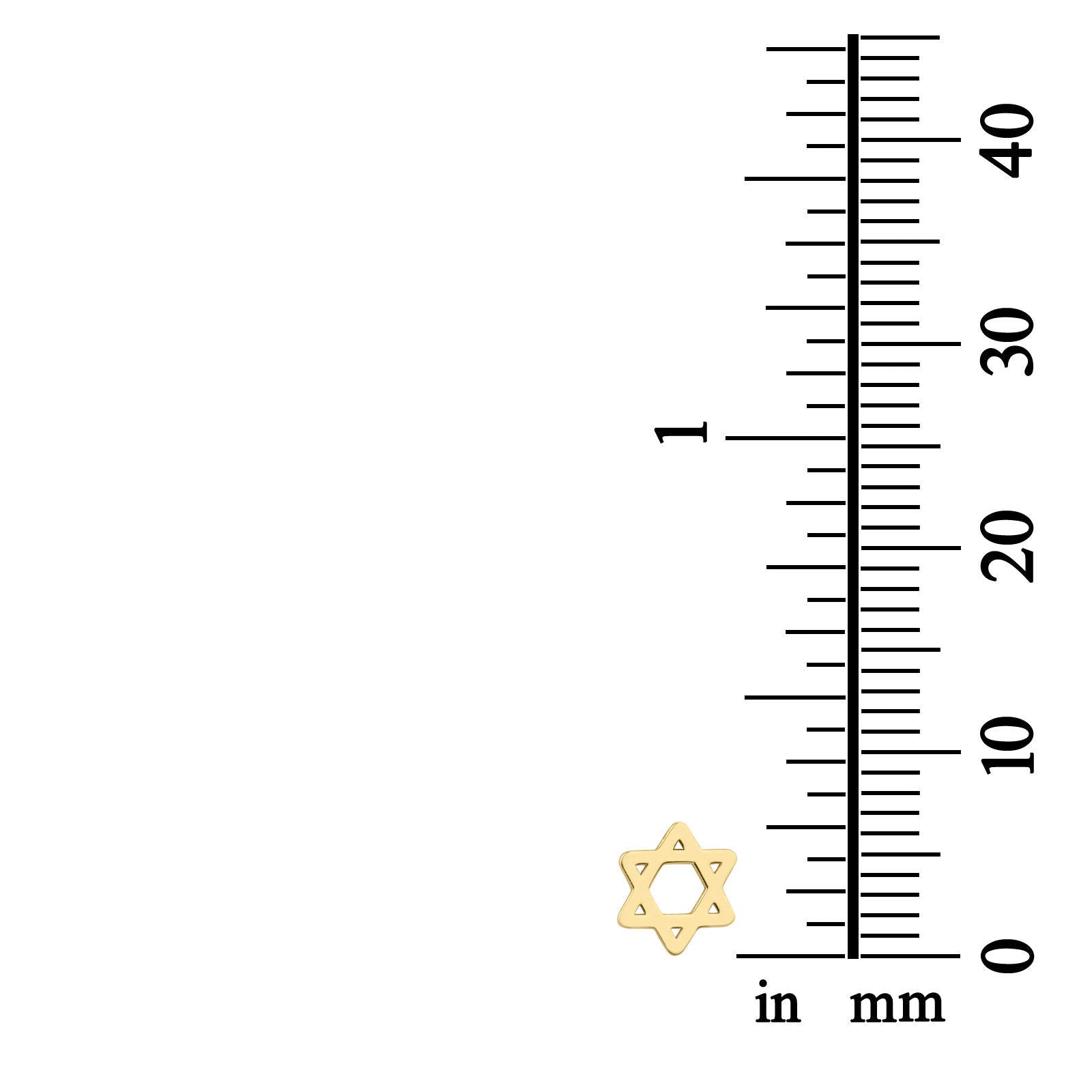 עגילים צמודים מזהב צהוב 14 קראט - כוכב מגן דוד