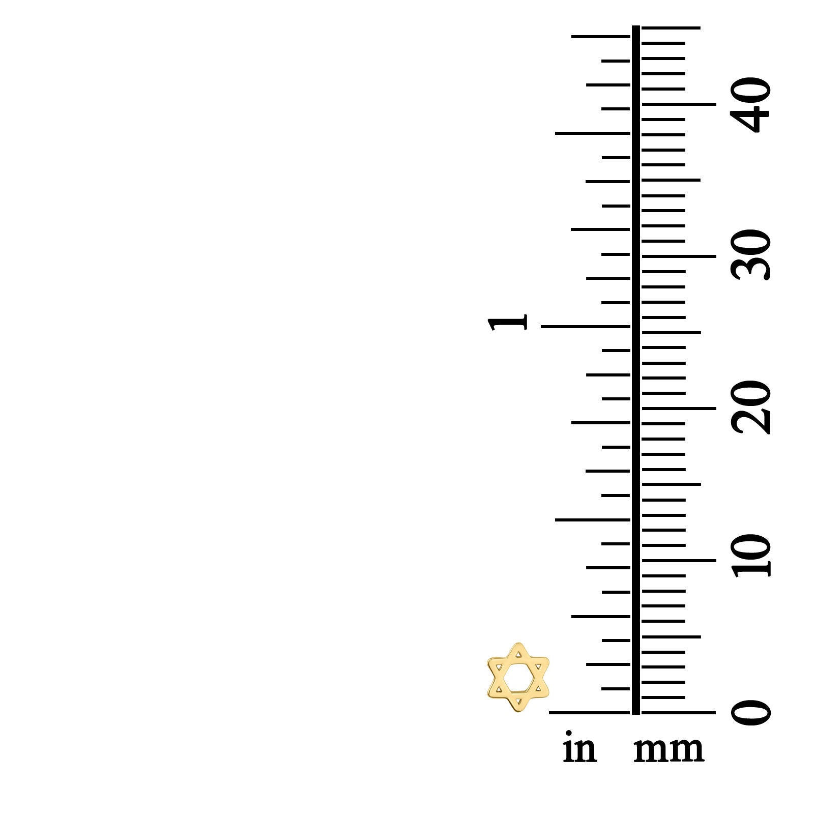 עגילים צמודים מזהב צהוב 14 קראט - כוכב מגן דוד - קטן