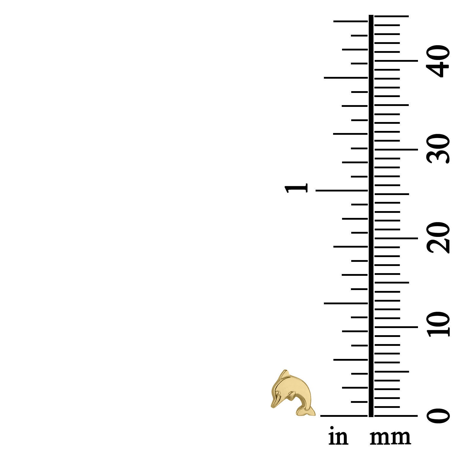 עגילים צמודים מזהב צהוב 14 קראט - דולפין מנתר