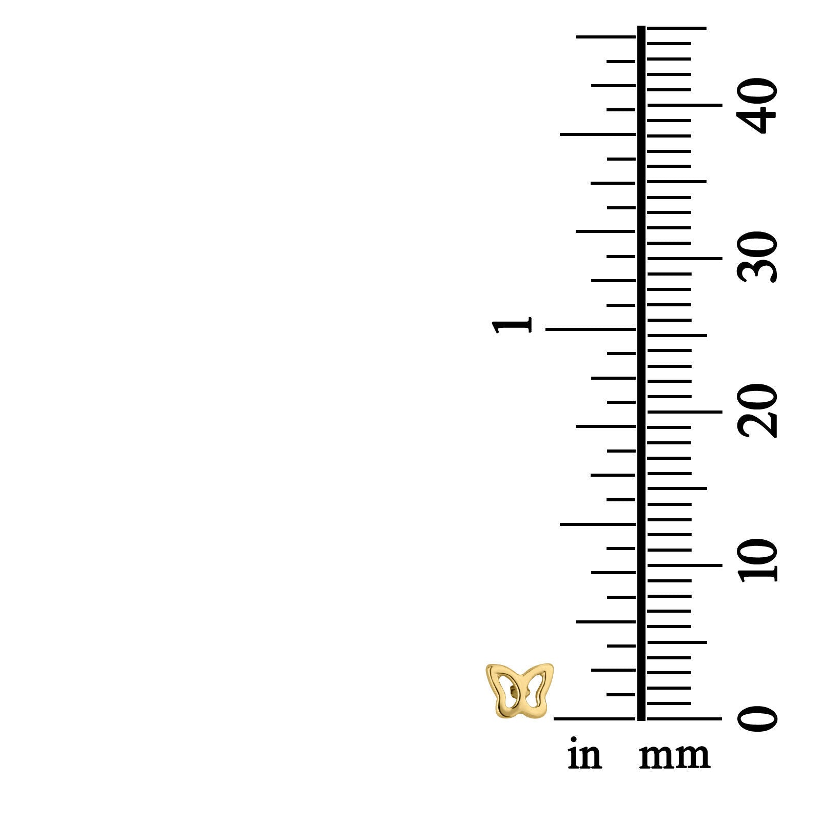 עגילים צמודים מזהב צהוב 14 קראט - פרפר עדין