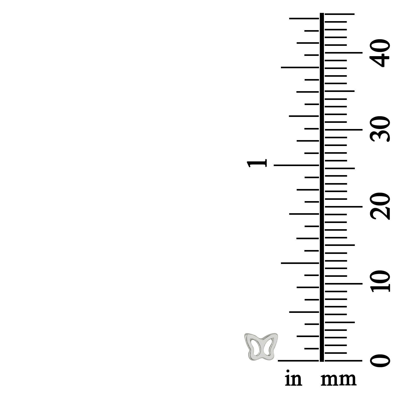 עגילים צמודים מזהב לבן 14 קראט - פרפר עדין