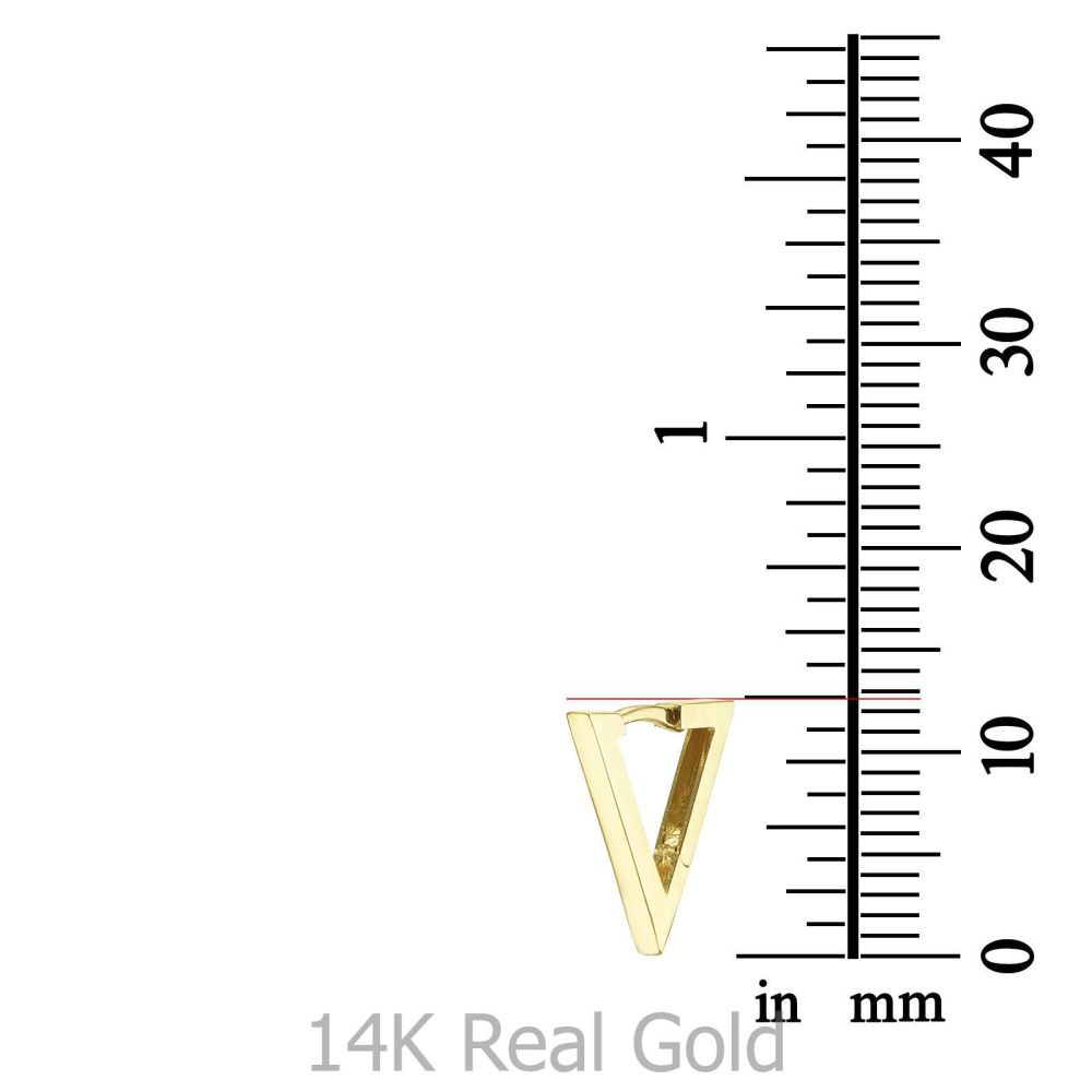 תכשיטי זהב לנשים | עגילים תלויים מזהב צהוב 14 קראט - משולש הזהב