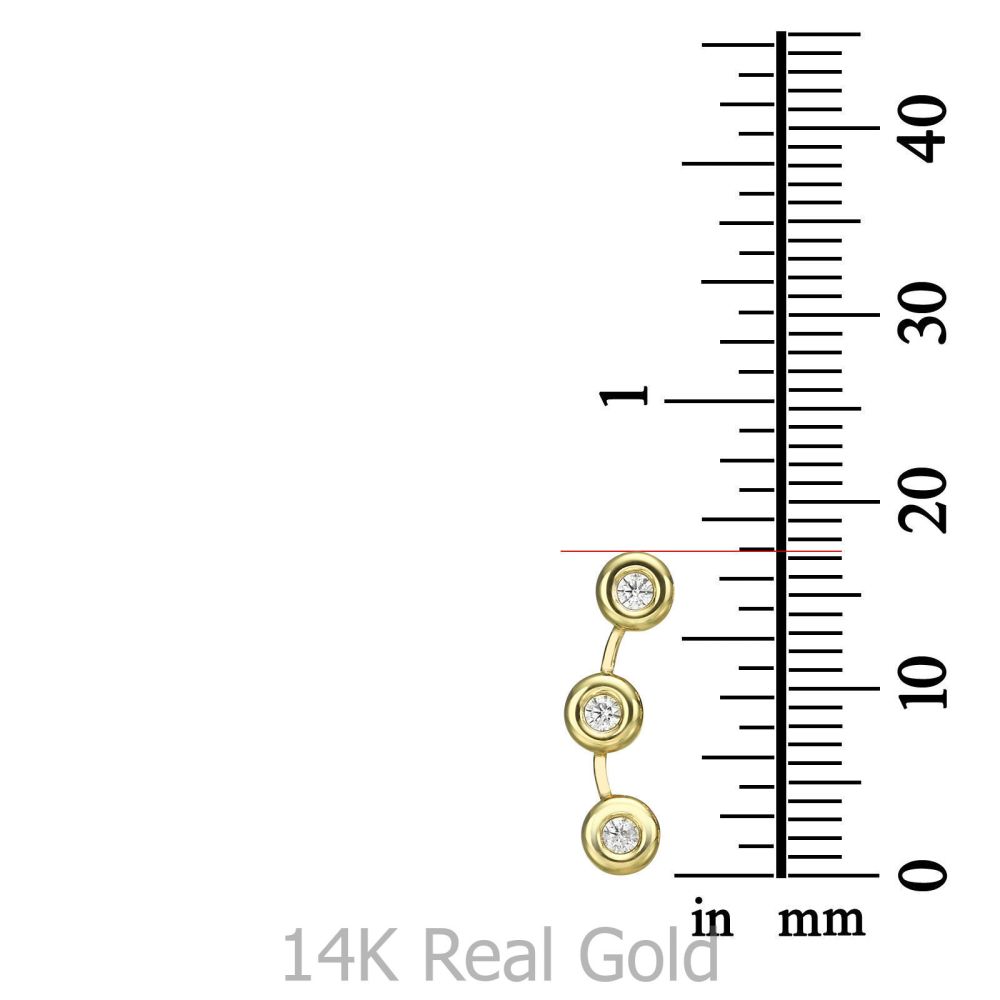 תכשיטי זהב לנשים | עגילים מטפסים מזהב צהוב 14 קראט - טוקאן