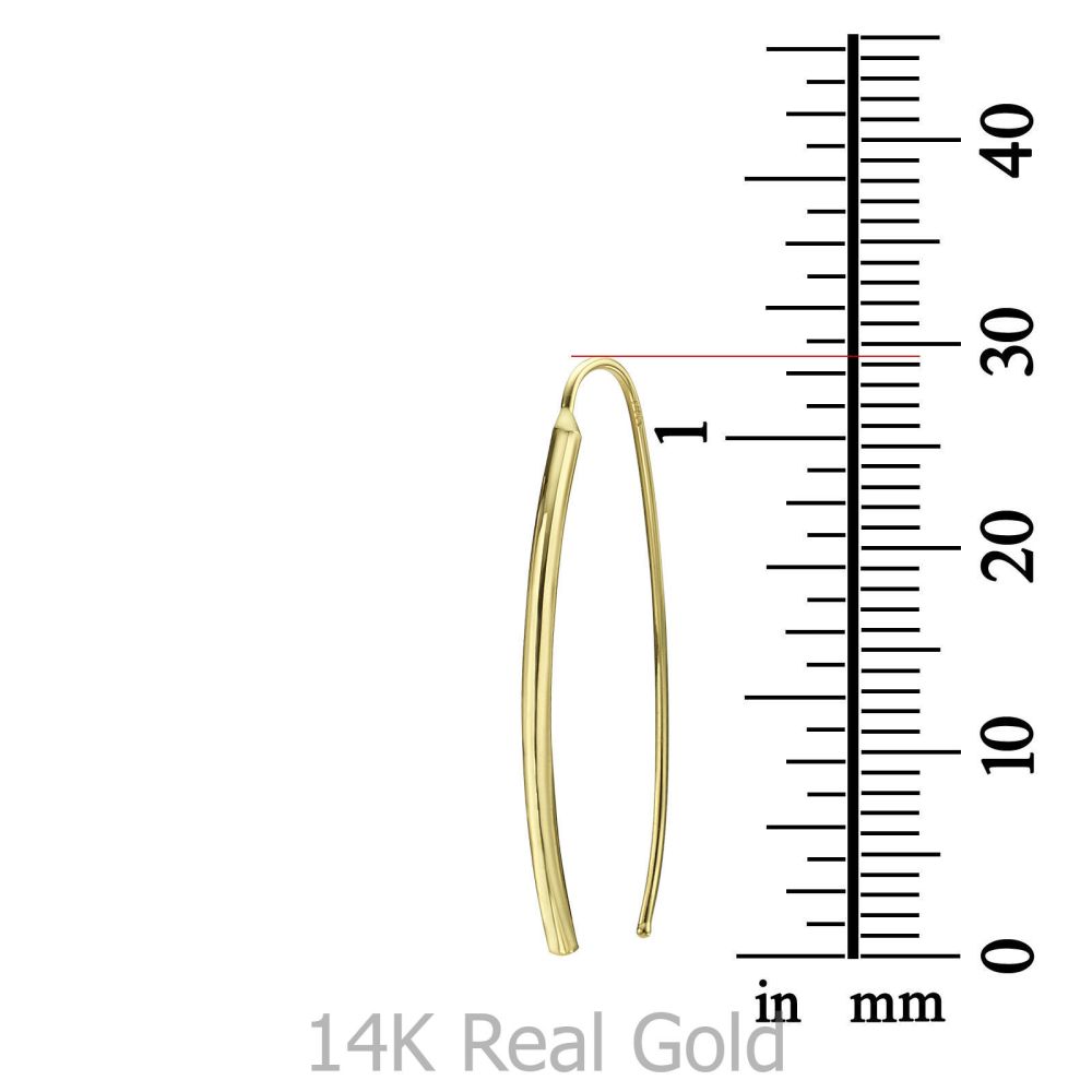 תכשיטי זהב לנשים | עגילים תלויים ארוכים מזהב צהוב 14 קראט - צינורות זהב