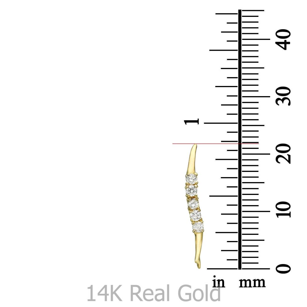 תכשיטי זהב לנשים | עגילים מטפסים מזהב צהוב 14 קראט - קפאוס