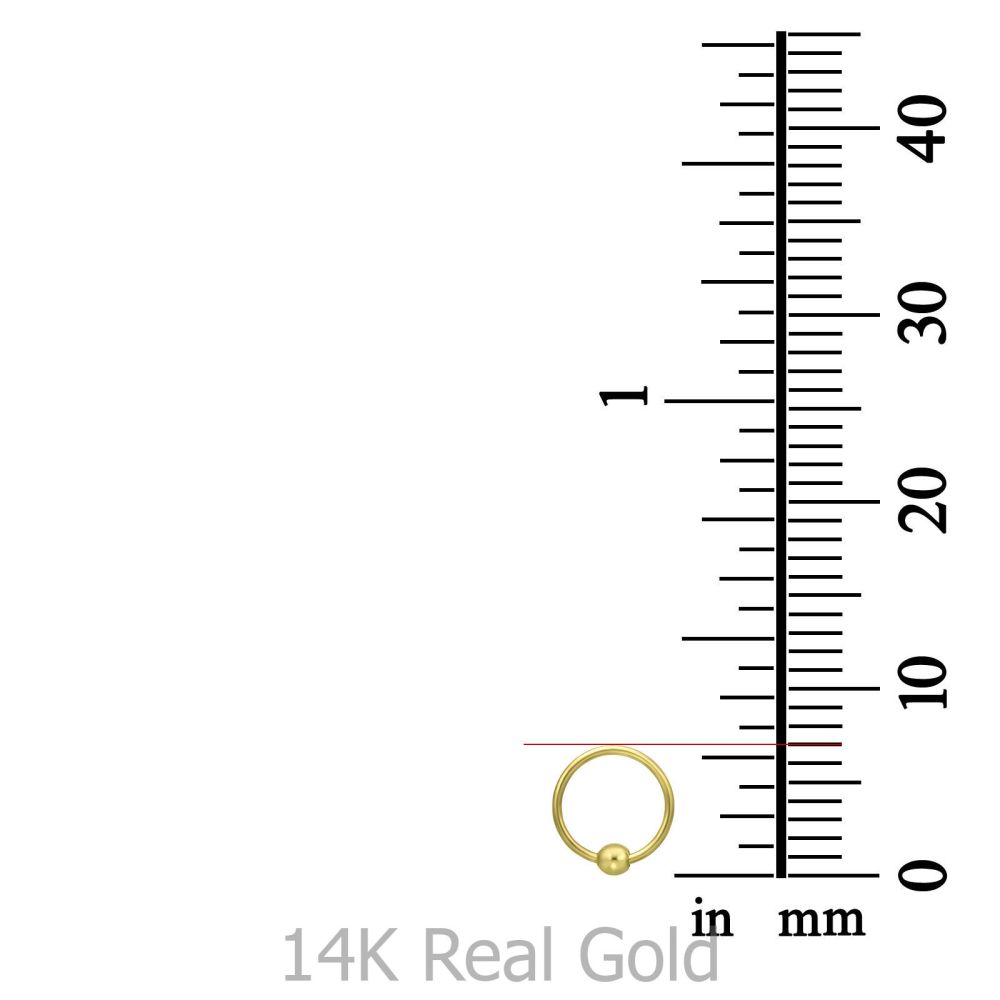 פירסינג | פירסינג לאוזן / לאף מזהב ורוד 14 קראט - חישוק קטן עם כדור זהב